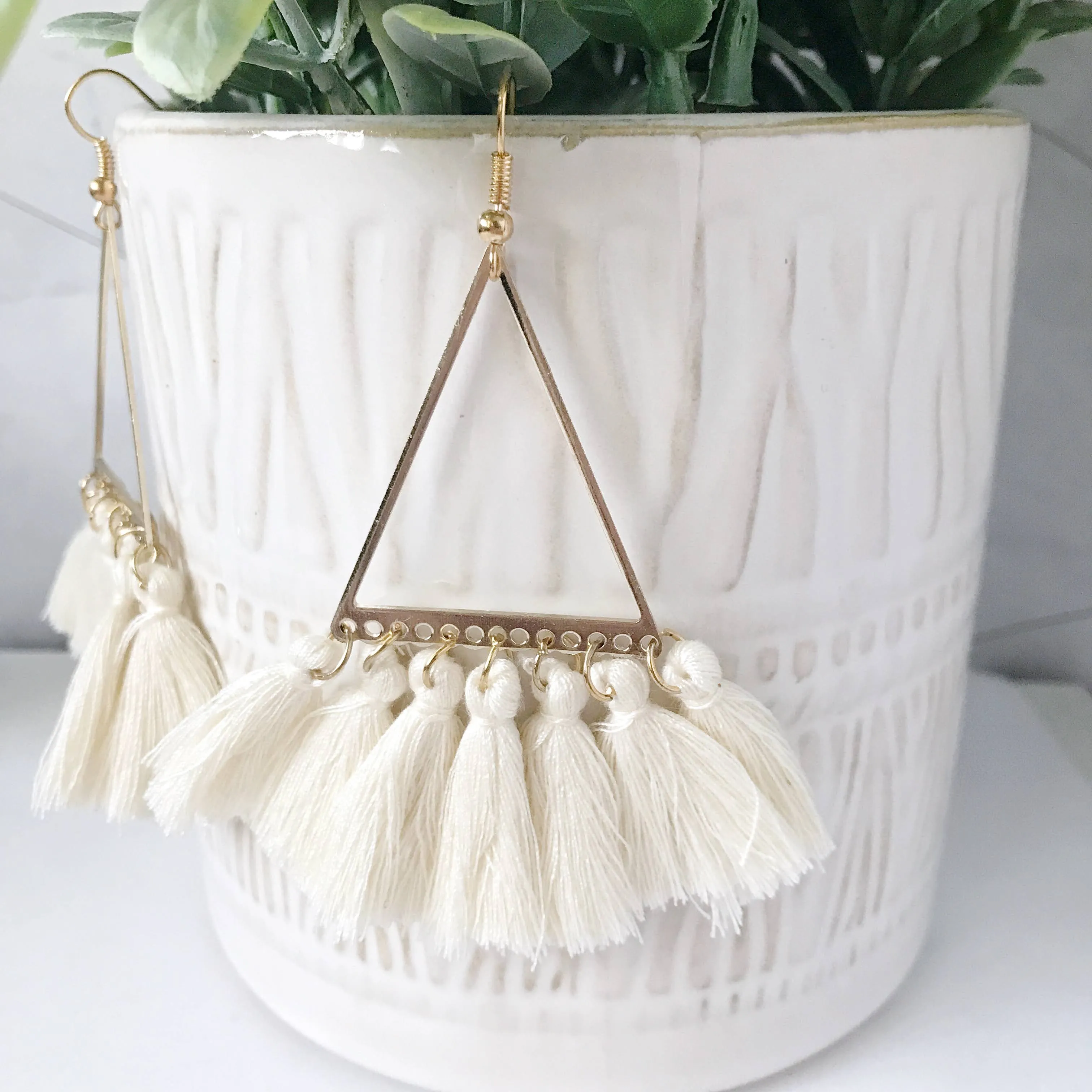 Eleanor - Framed Weave Tassel Boho Earrings