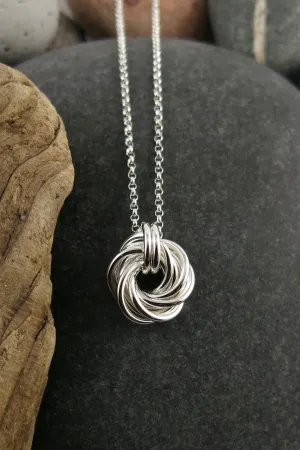 Endless Love Knot Necklace • Sterling Silver with Rolo Chain