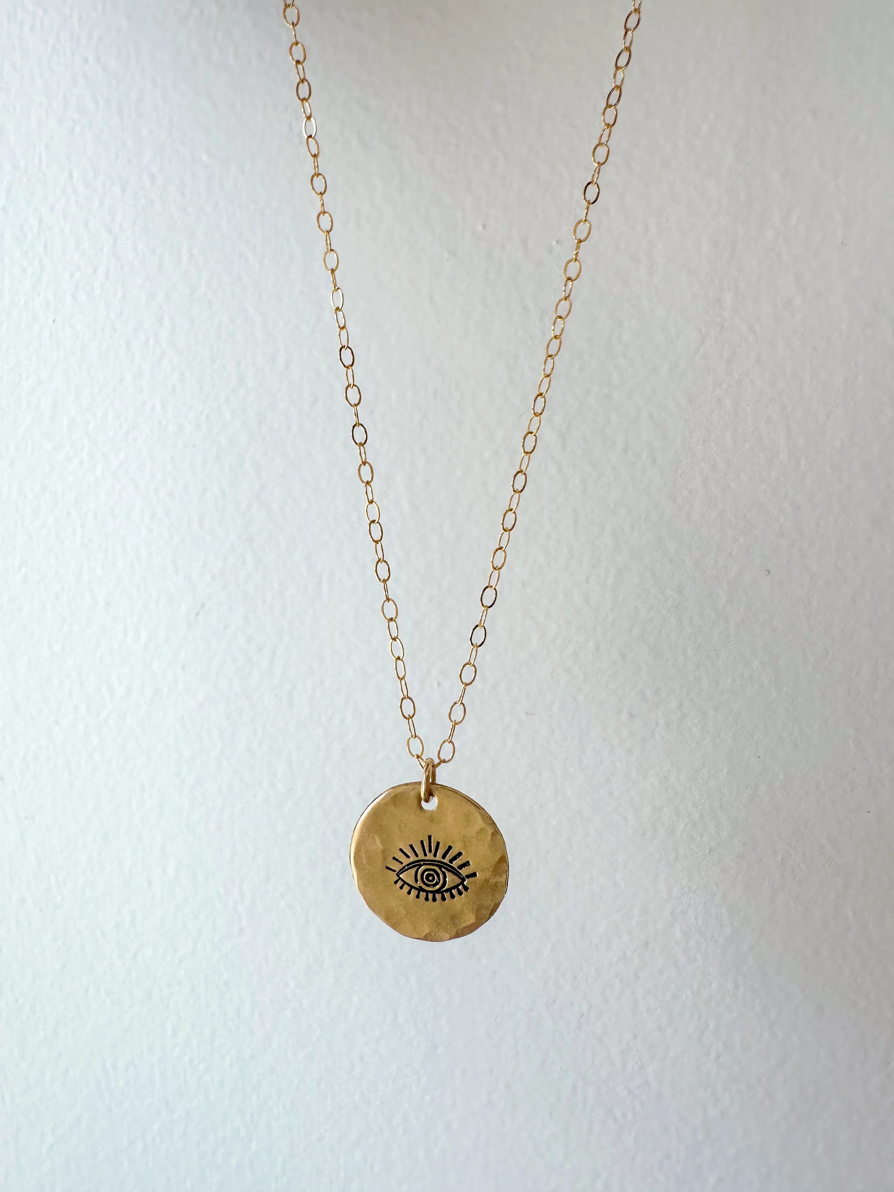 Evil Eye Hammered Coin Necklace