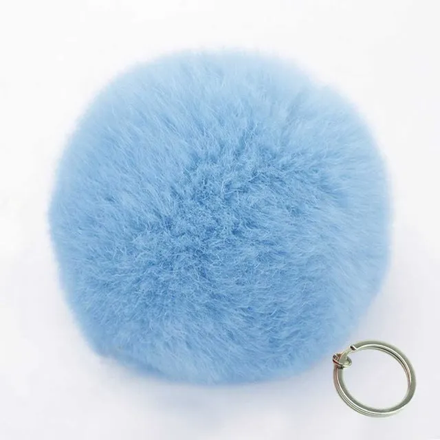 Fashion Artificial faux BIG Fur PomPom keychain leather Bag Ball natural rabbit fur keychain pom pom Lovely Fluffy Key Chain