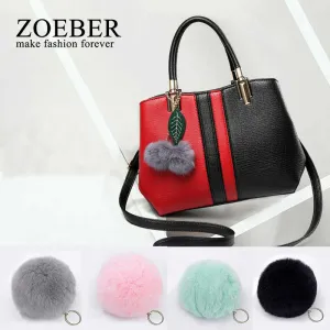 Fashion Artificial faux BIG Fur PomPom keychain leather Bag Ball natural rabbit fur keychain pom pom Lovely Fluffy Key Chain