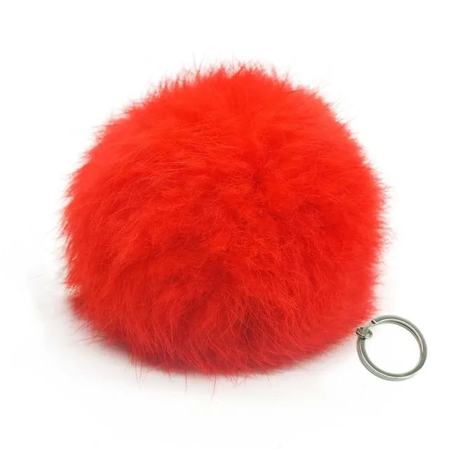 Fashion Artificial faux BIG Fur PomPom keychain leather Bag Ball natural rabbit fur keychain pom pom Lovely Fluffy Key Chain