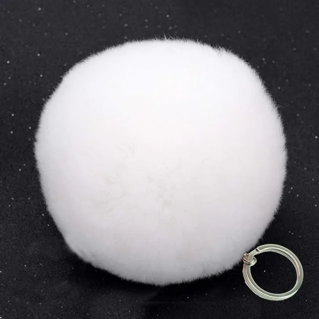 Fashion Artificial faux BIG Fur PomPom keychain leather Bag Ball natural rabbit fur keychain pom pom Lovely Fluffy Key Chain