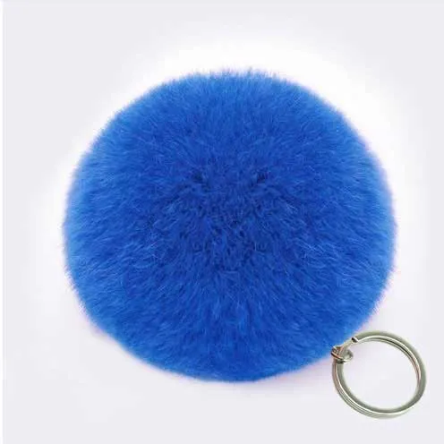 Fashion Artificial faux BIG Fur PomPom keychain leather Bag Ball natural rabbit fur keychain pom pom Lovely Fluffy Key Chain