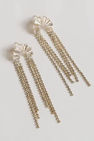 FINAL SALE - London Gold Rhinestone Fringe Earrings