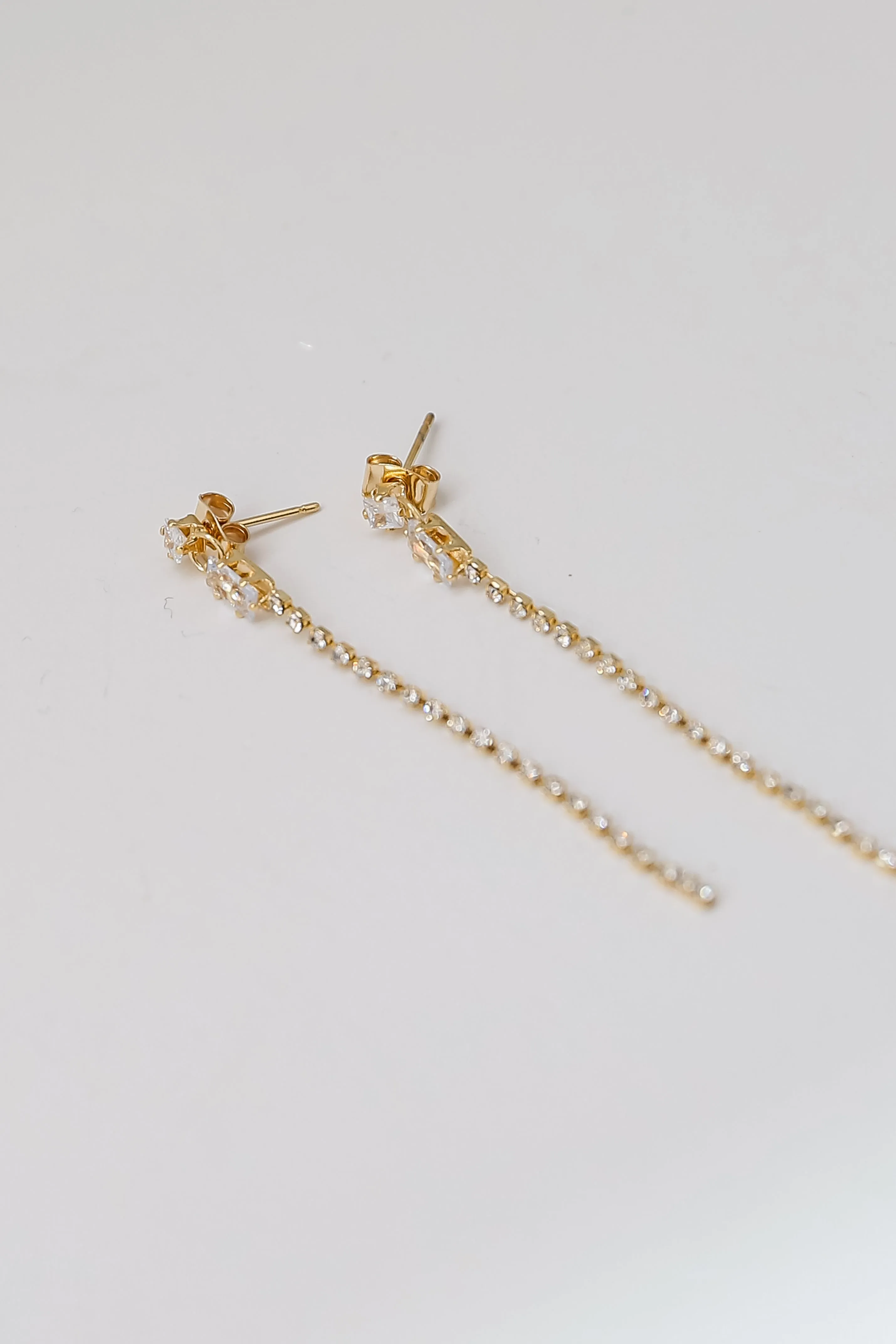 FINAL SALE - Maggie Gold Rhinestone Drop Earrings