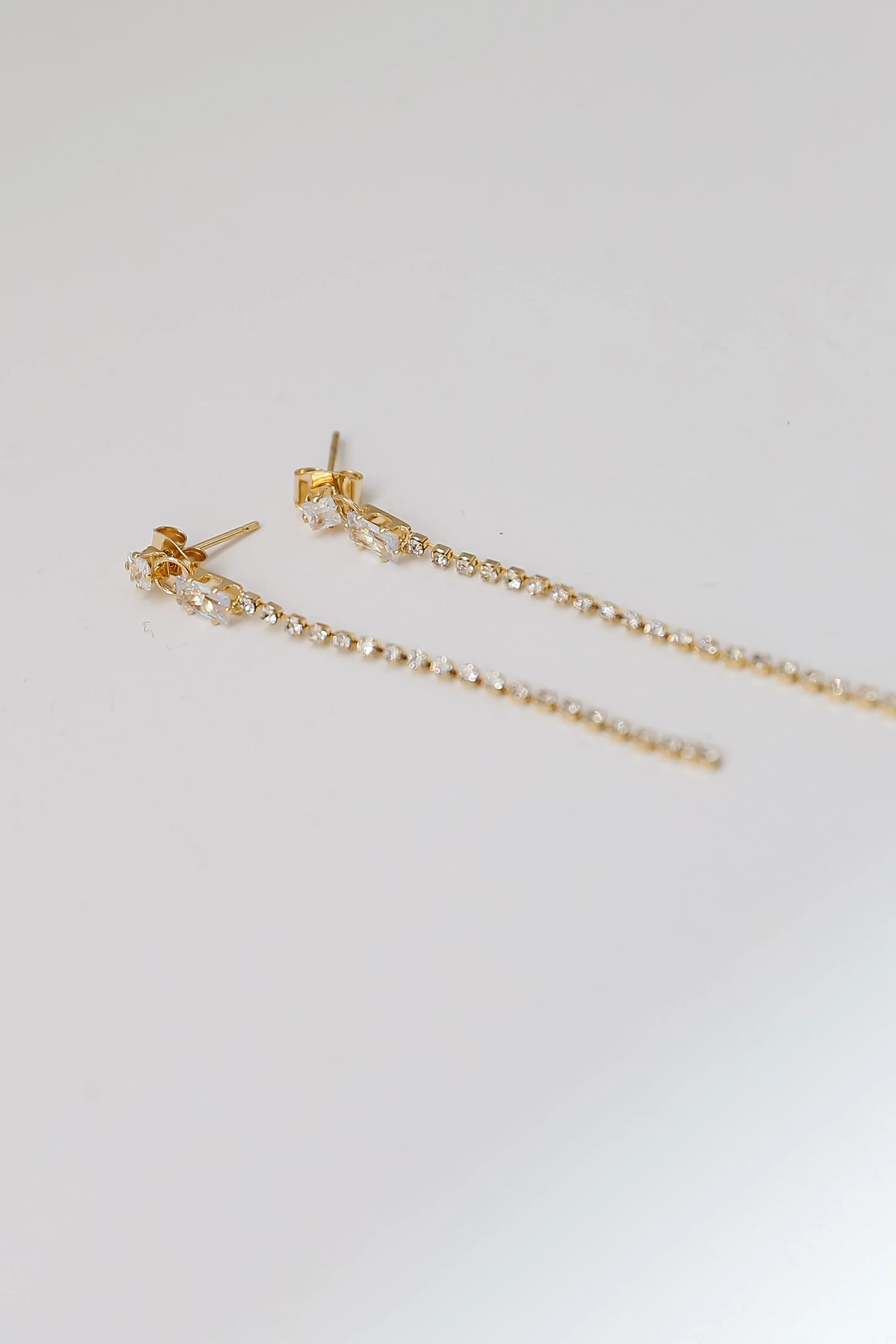 FINAL SALE - Maggie Gold Rhinestone Drop Earrings