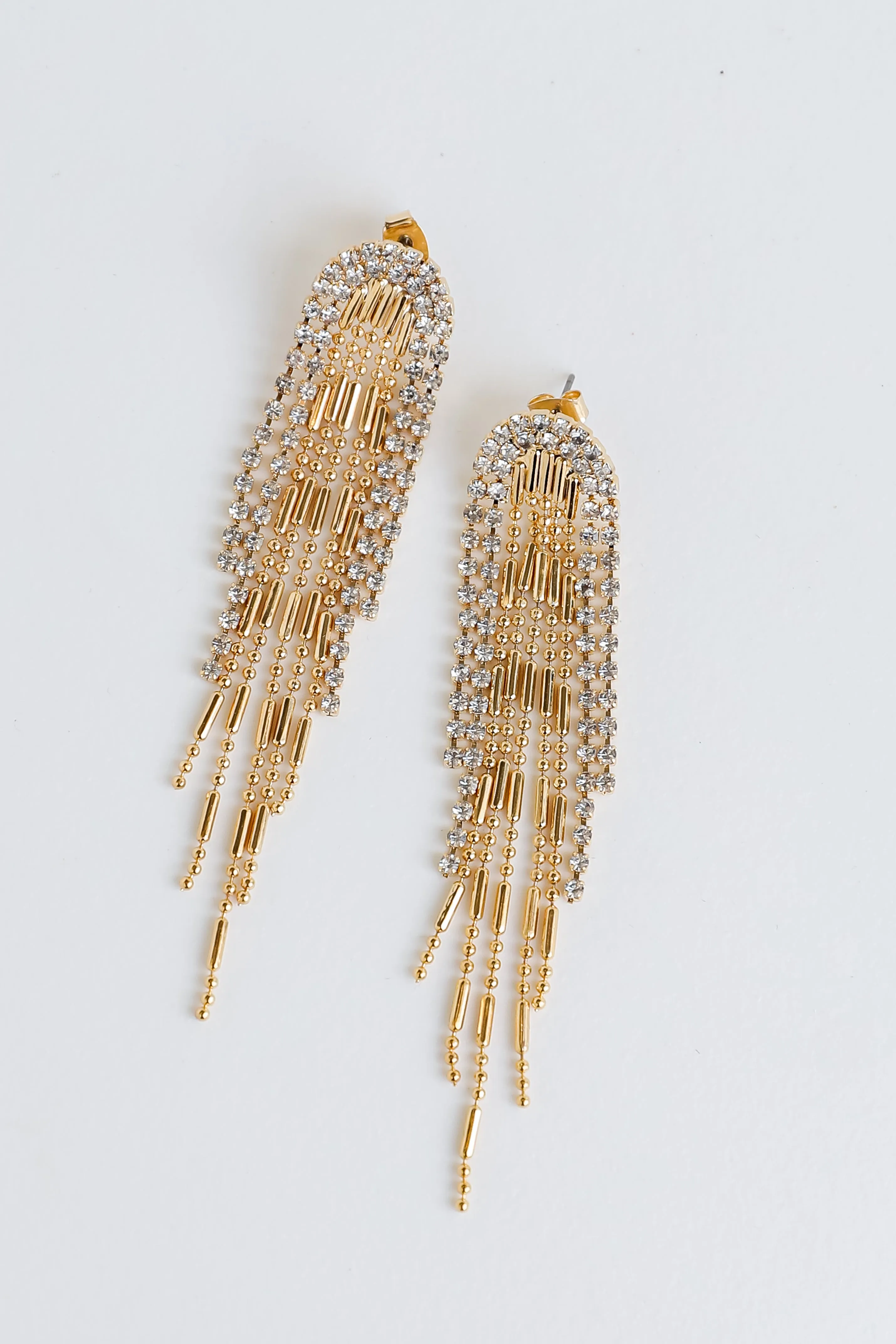 FINAL SALE - Stephanie Gold Rhinestone Fringe Earrings