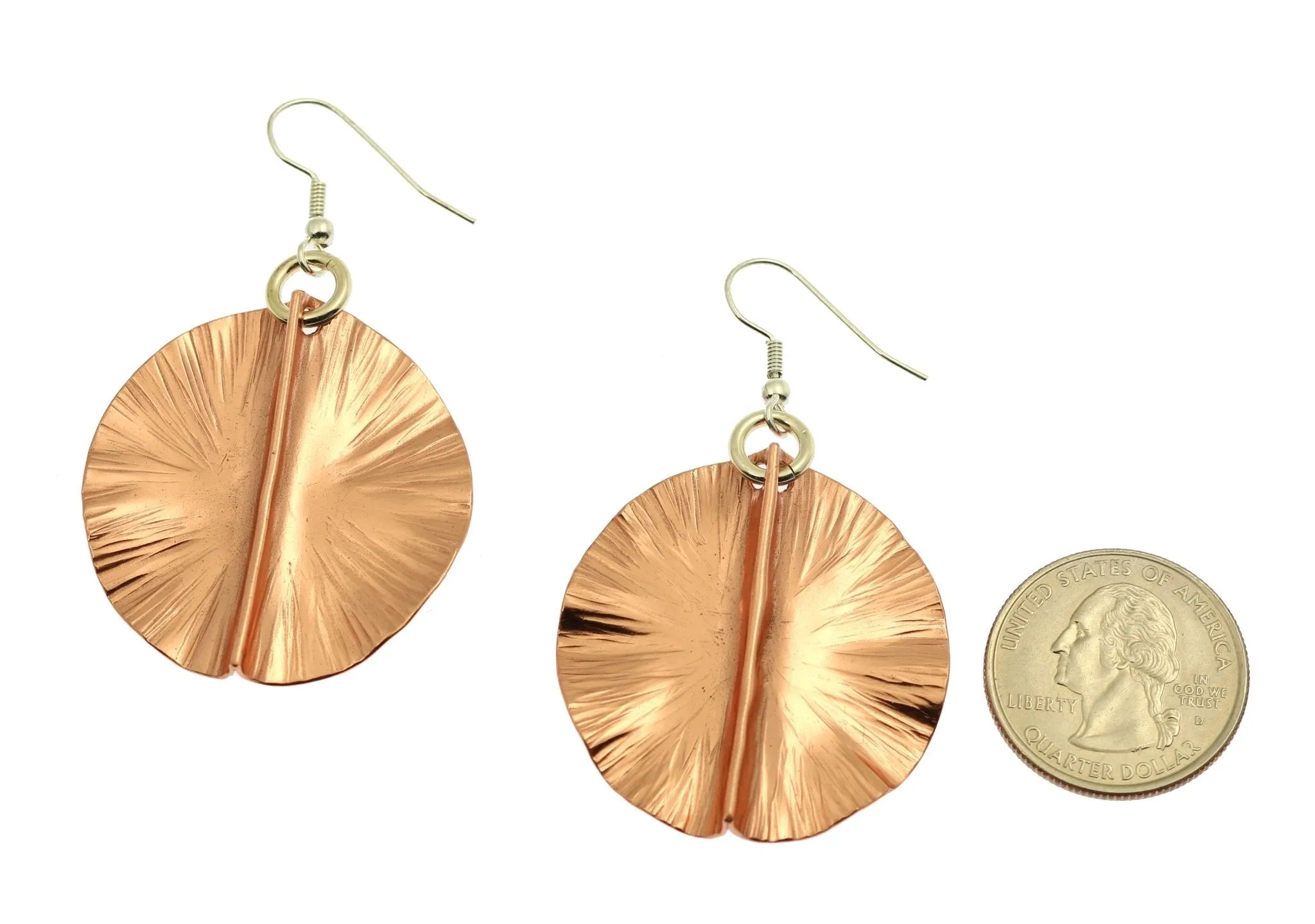 Fold Formed Copper Lily Pad Earrings