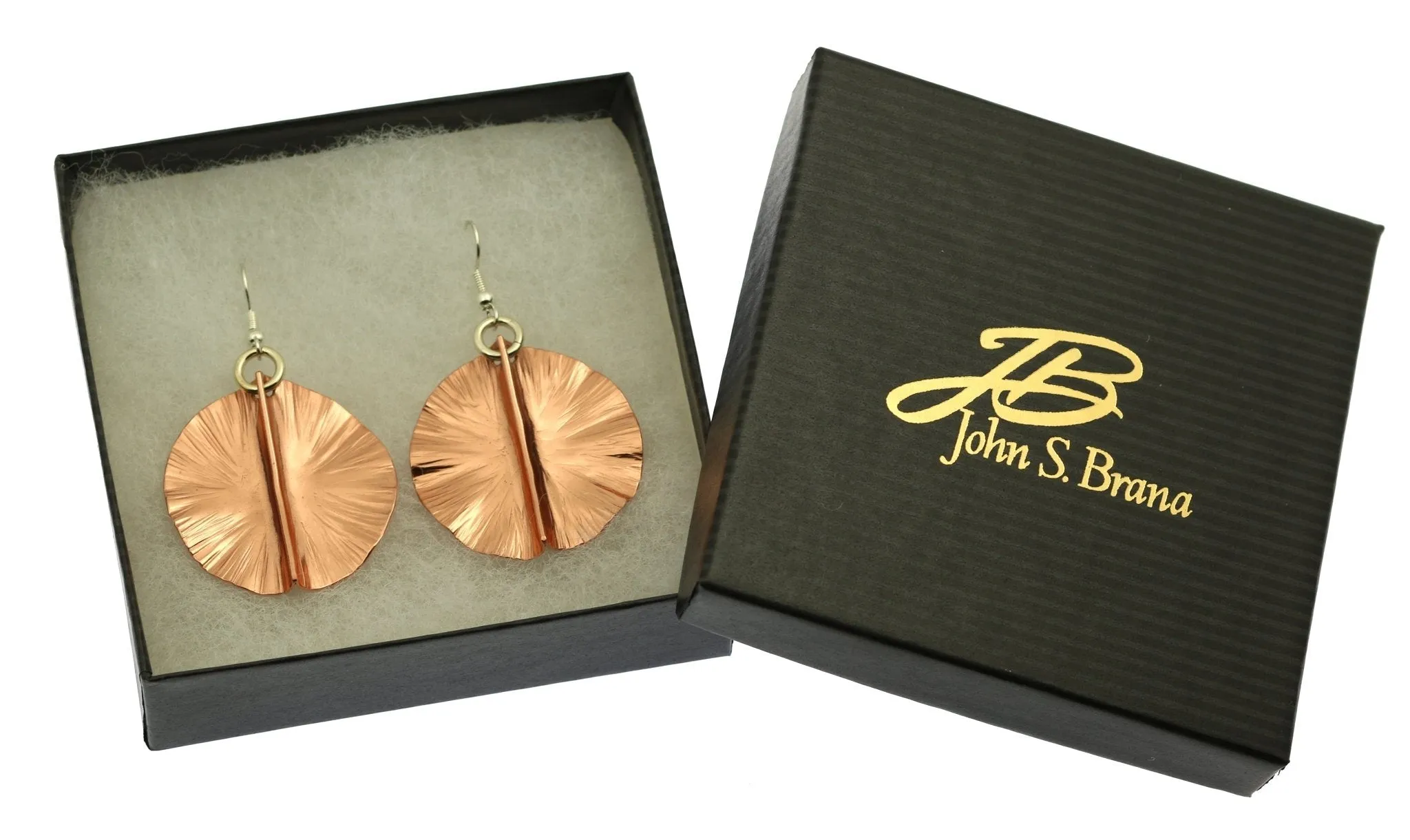 Fold Formed Copper Lily Pad Earrings