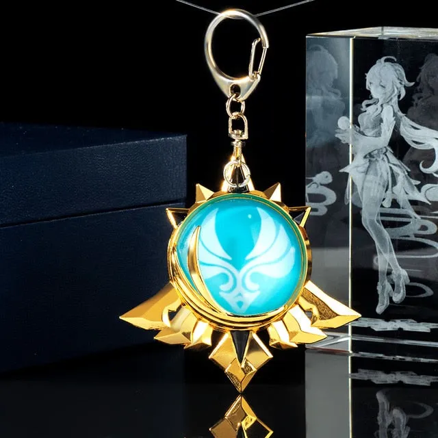 Genshin Impact Trinket Mondstadt Liyue Sumeru Fatui Vision Of God Keychains Anime Accessories Bag Pendant Key Rings High Quality