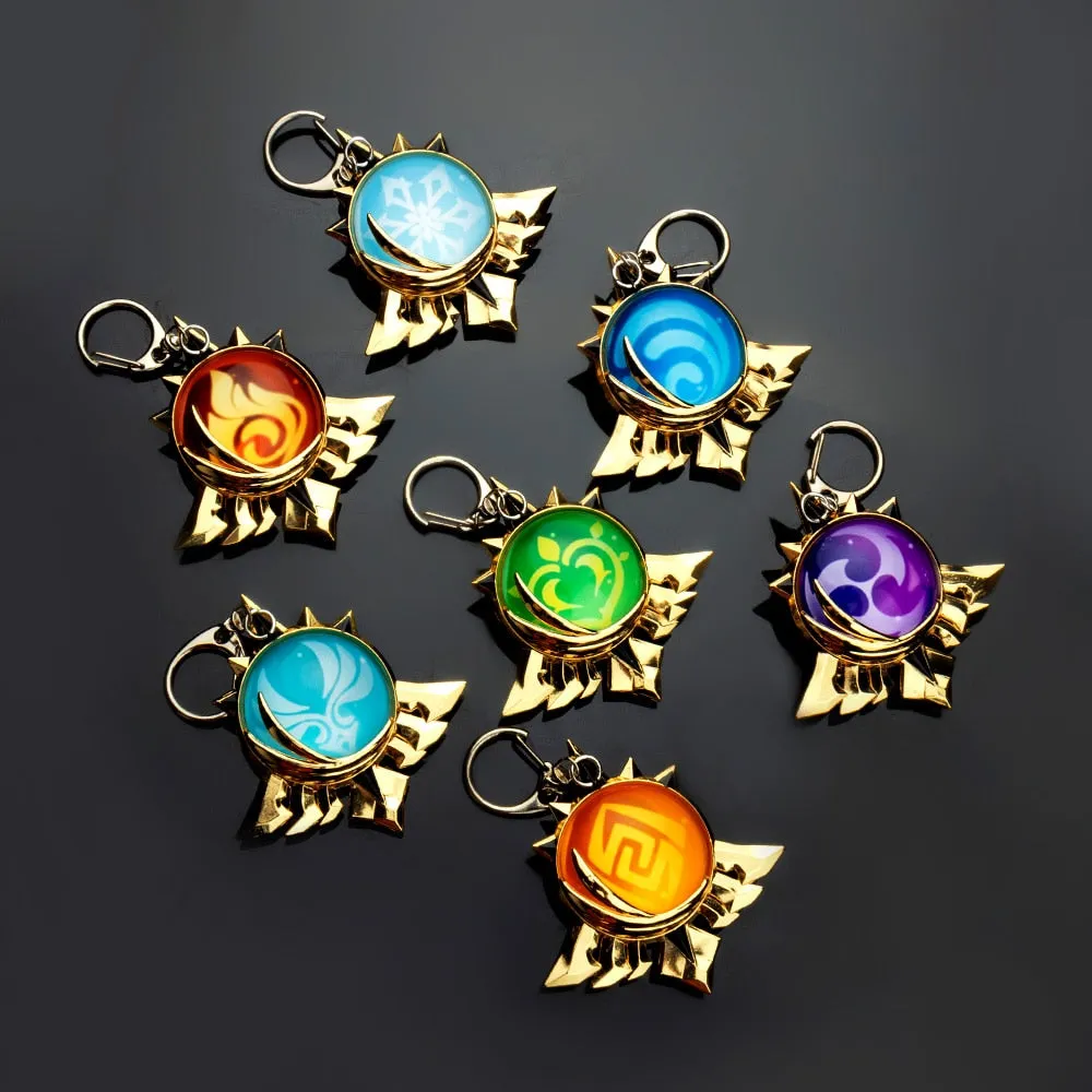 Genshin Impact Trinket Mondstadt Liyue Sumeru Fatui Vision Of God Keychains Anime Accessories Bag Pendant Key Rings High Quality