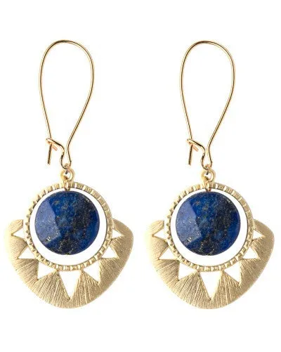 Geometric Sun and Stone Earrings