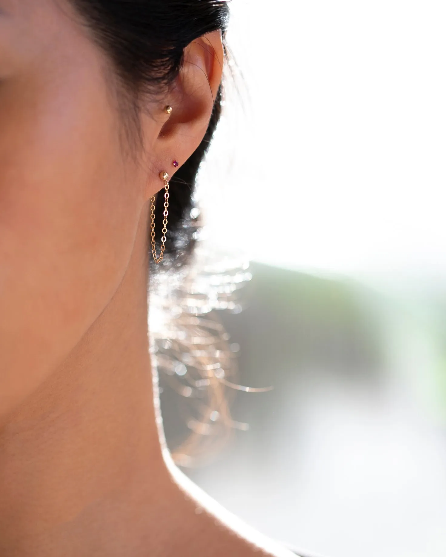 Gold Chain Stud Earrings