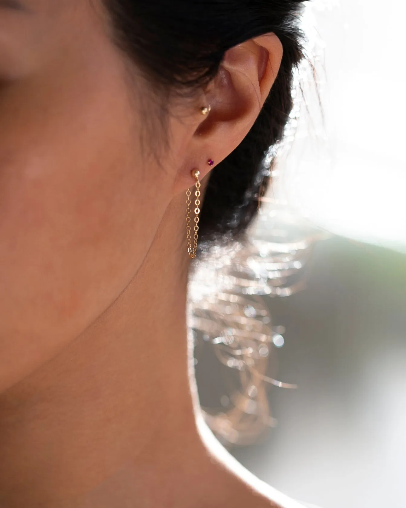 Gold Chain Stud Earrings