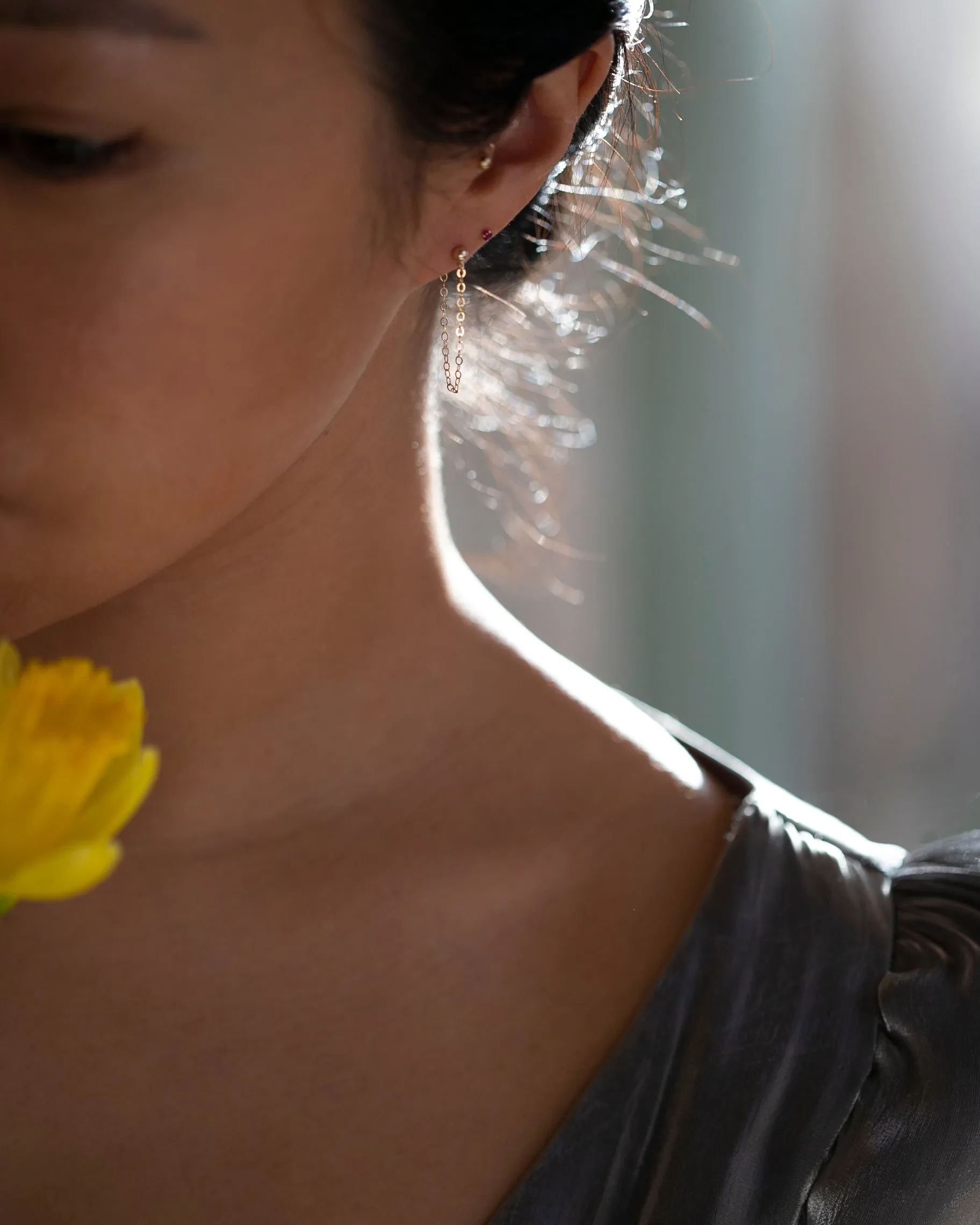 Gold Chain Stud Earrings