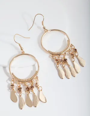 Gold Dreamcatcher Drop Earrings