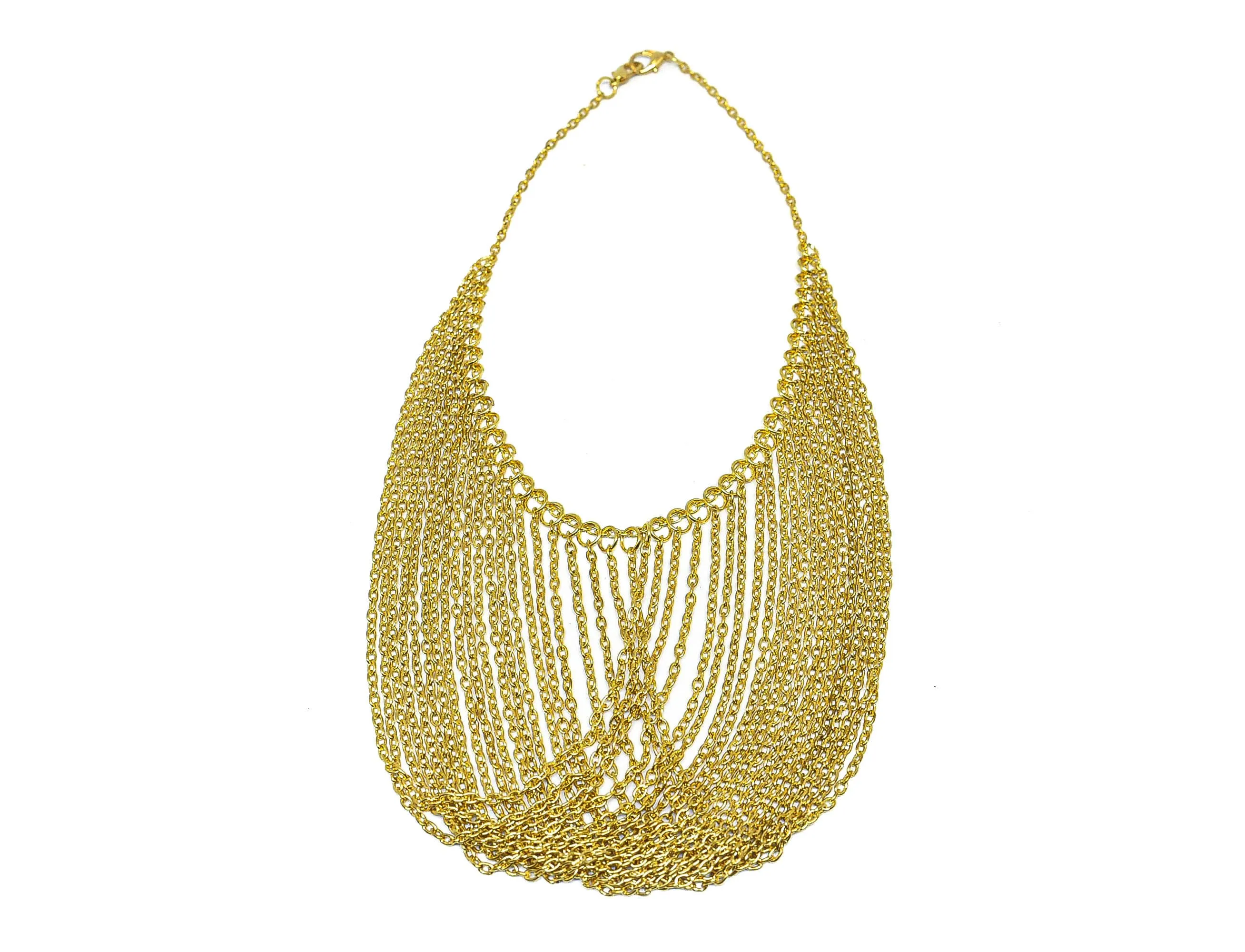 Gold Necklace with Dangling Chains