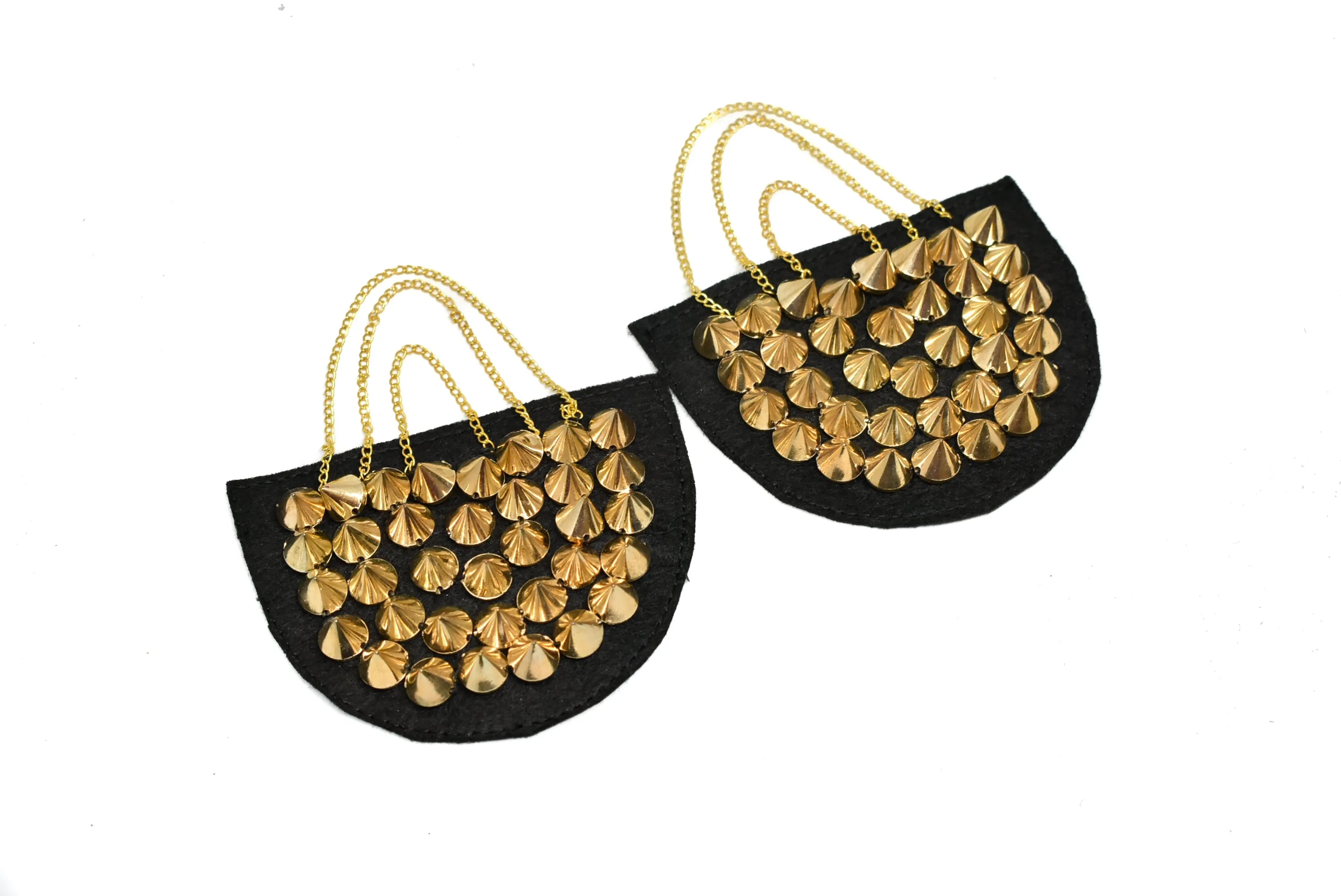 Gold Studded Shoulder Epaulet with Dangling Chains