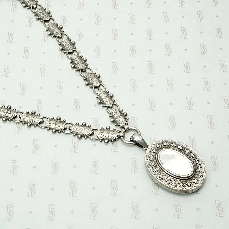 Gorgeous Engraved Book Chain with Shamrock Locket