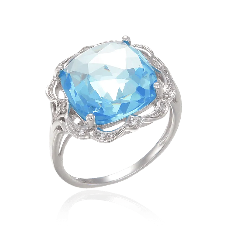 Graceful Sparkling Blue Cocktail Ring