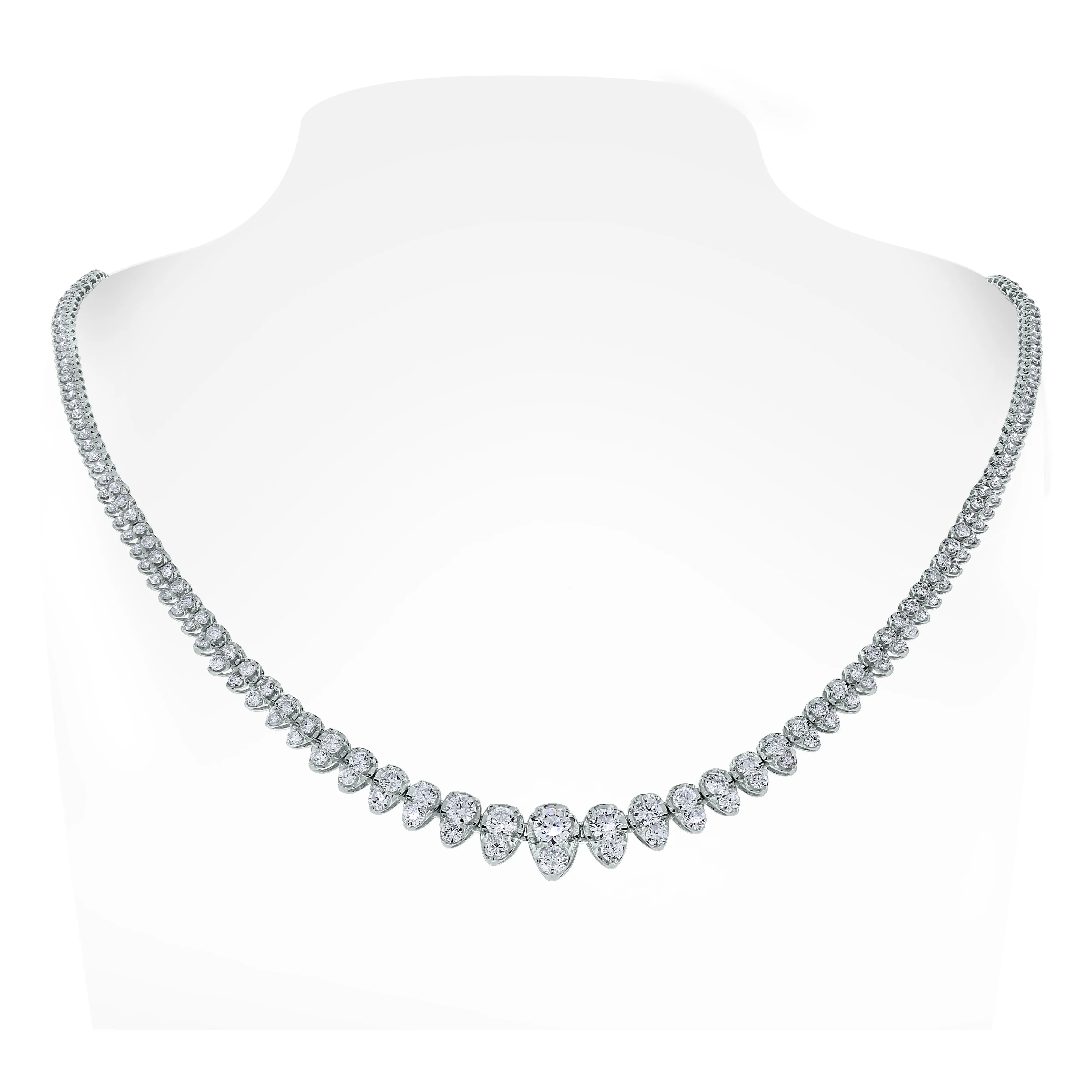 Graduated Pears Tennis Necklace (5.15 Diamonds) in White Gold