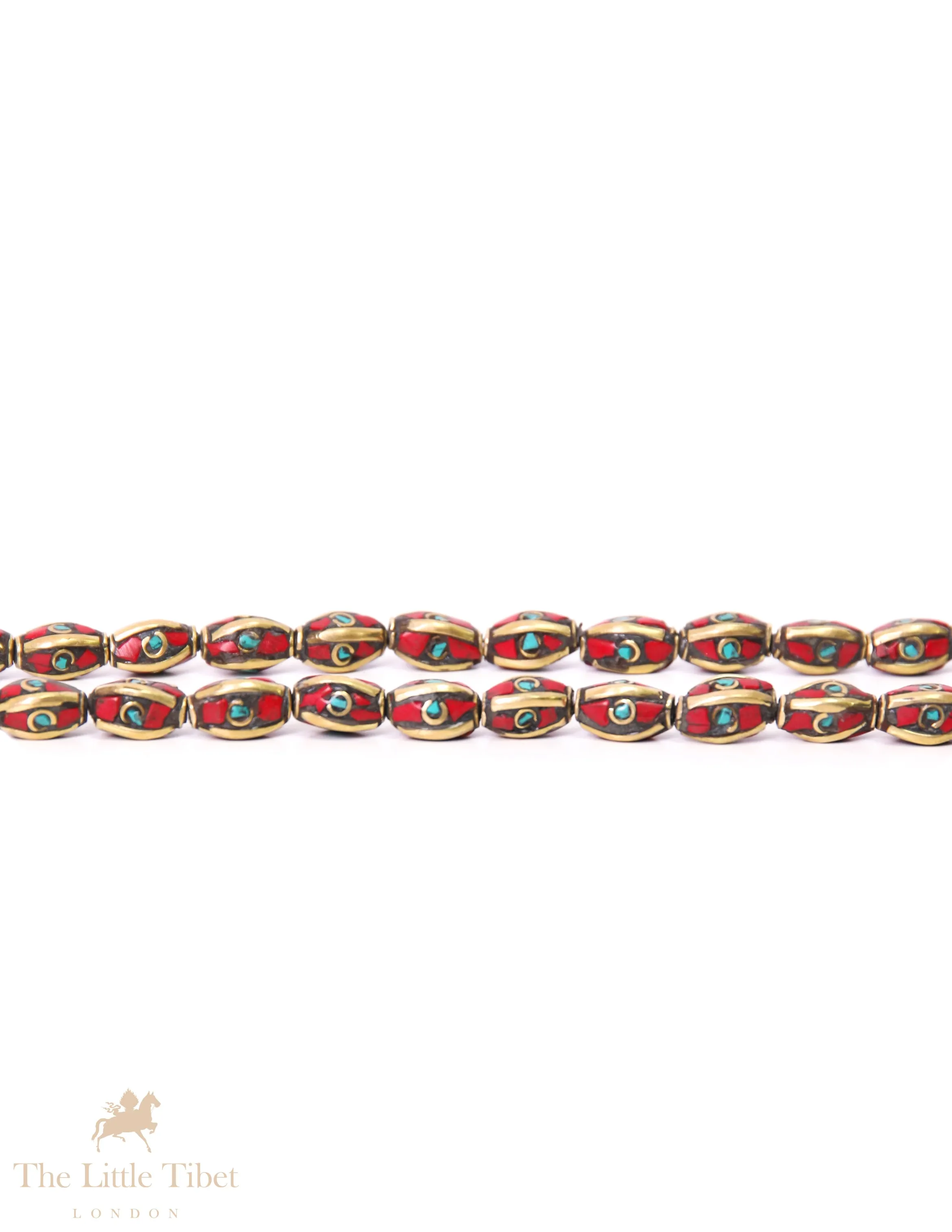 Handcrafted Tibetan Bead with Mixed Inlays