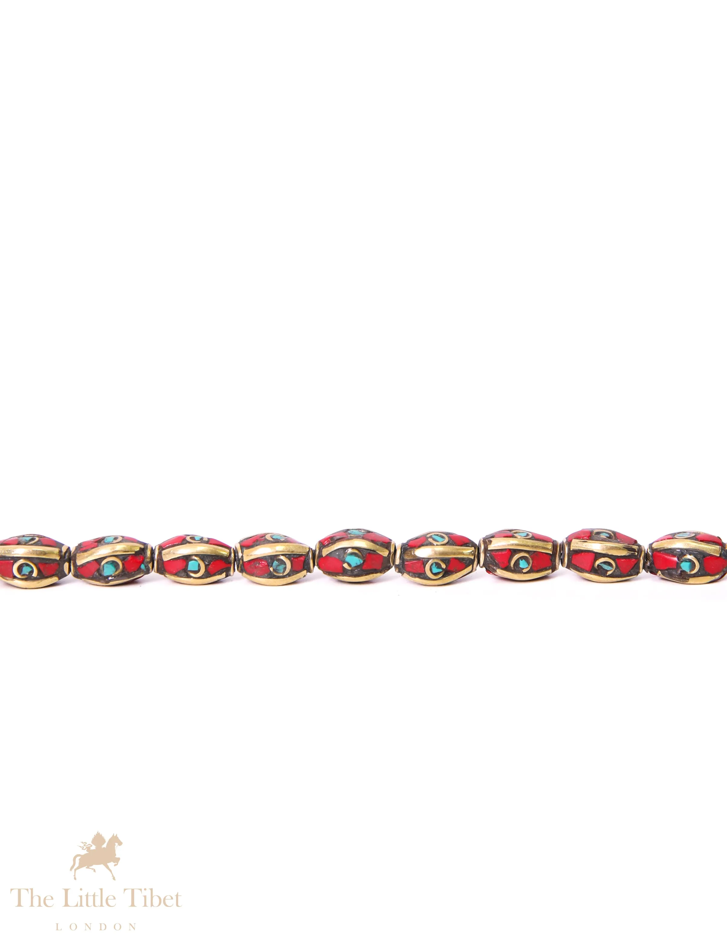 Handcrafted Tibetan Bead with Mixed Inlays