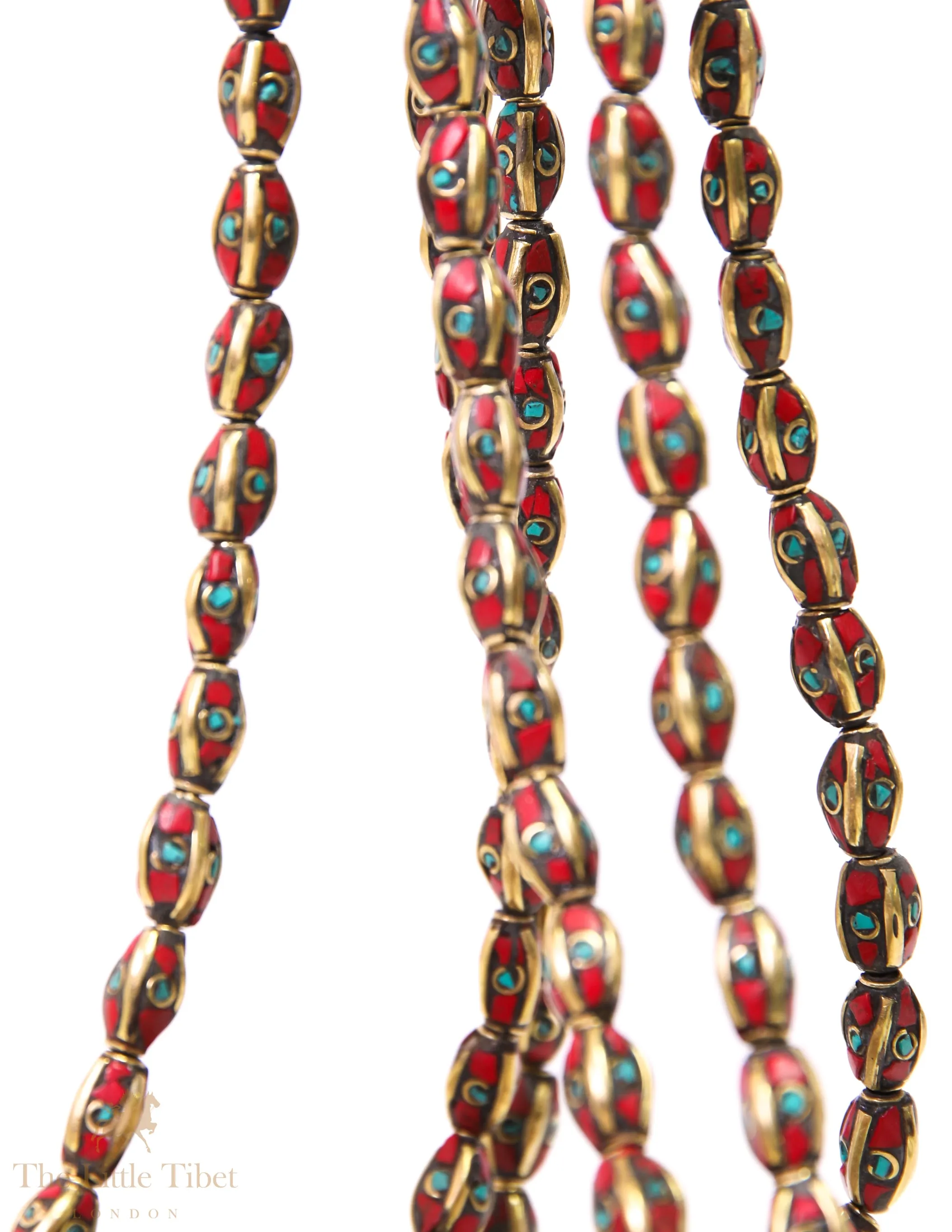 Handcrafted Tibetan Bead with Mixed Inlays