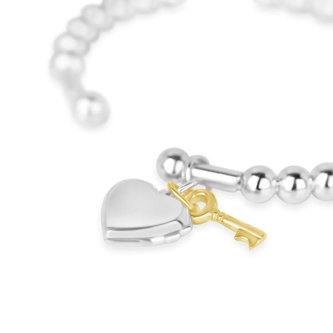 Heart Locket Bangle | Silver - Gold