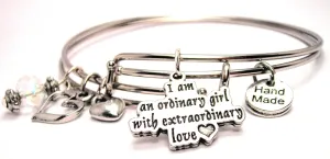 I Am An Ordinary Girl With Extraordinary Love Expandable Bangle Bracelet Set