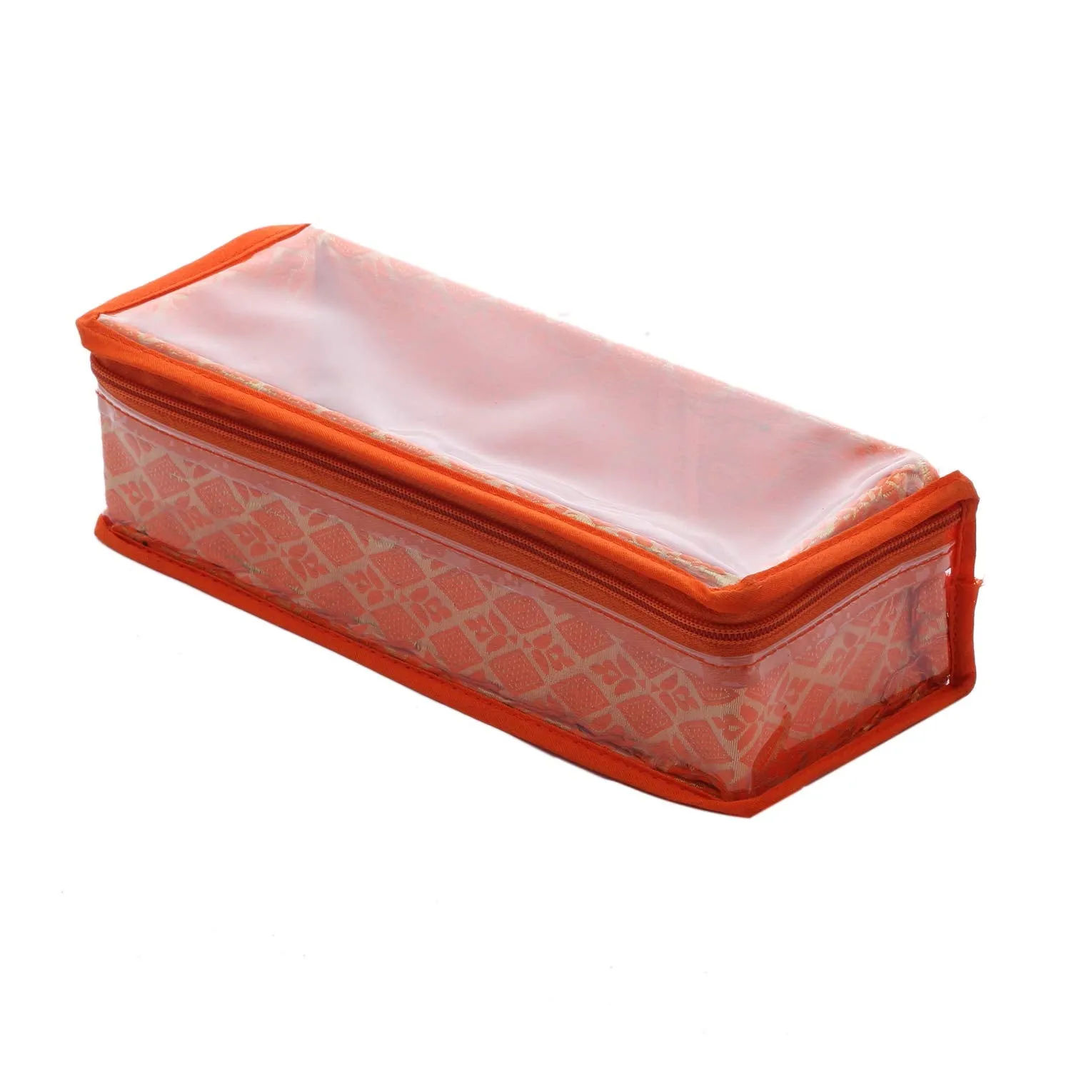 Kuber Industries Brocade Hardboard 2 Pieces One Rod Bangle Box (Orange) - CTKTC022959