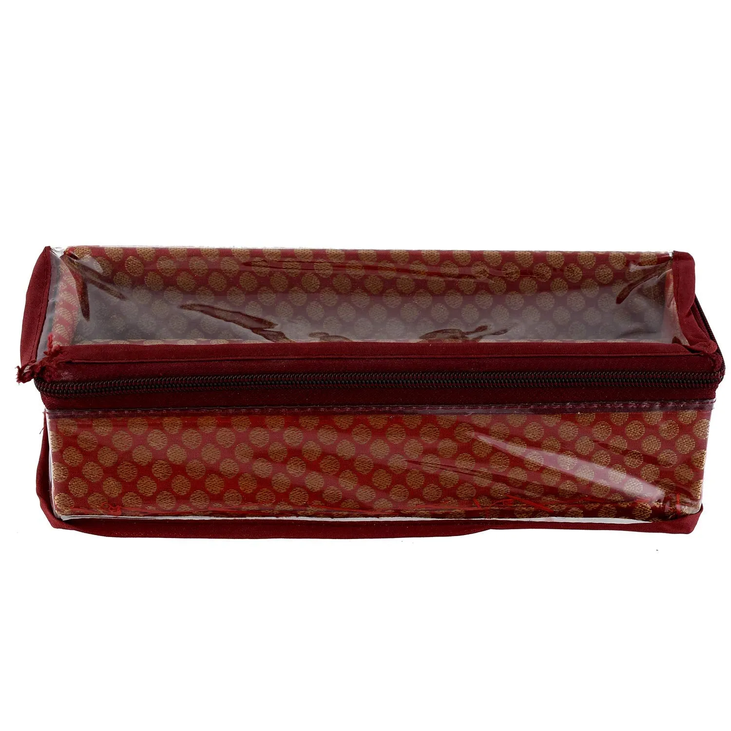 Kuber Industries Polka Dots Design Brocade Hardboard One Rod Bangle Box (Maroon) - CTKTC038809