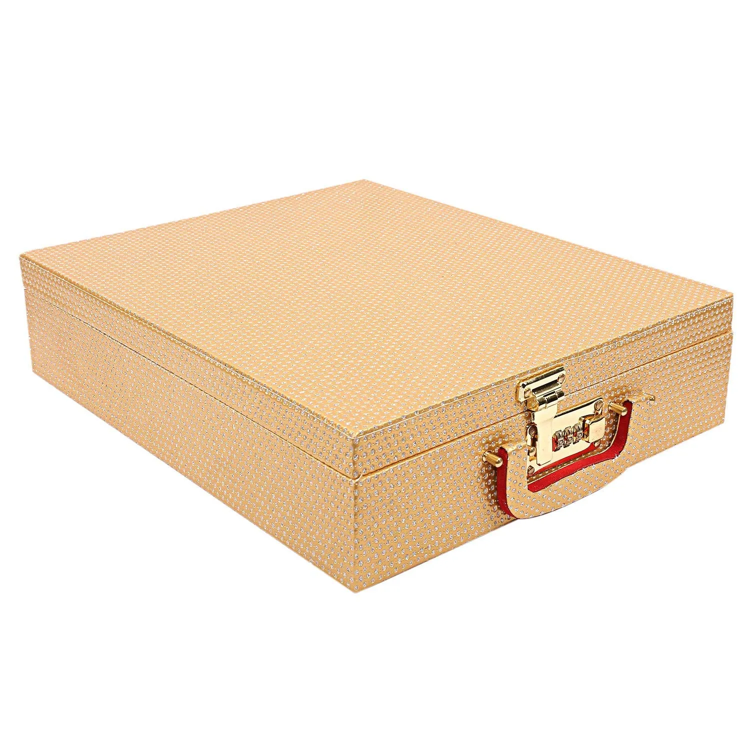 Kuber Industries Wooden Five Rod Bangle Storage Box (Gold) -CTKTC8696