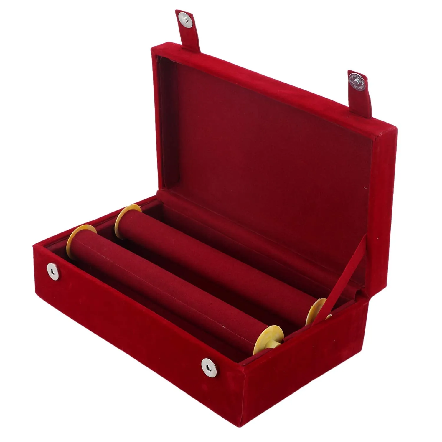 Kuber Industries Wooden Two Rod Velvet Rectangular Bangle Storage Box (Maroon, CTKTC22732)