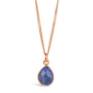 Lapis Lazuli Charm Necklace | Rose Gold | September