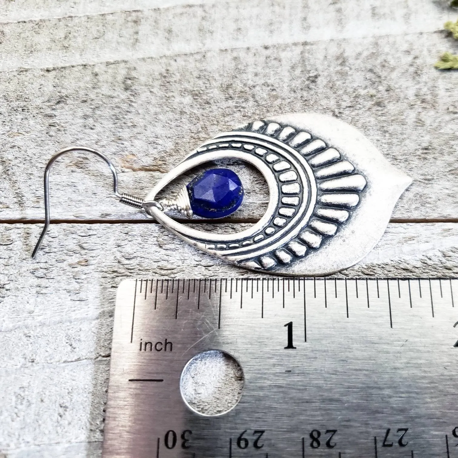 Lapis lazuli shield earrings