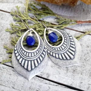 Lapis lazuli shield earrings