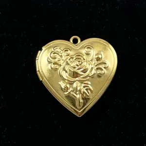 Large Brass Heart Lockets 28mm Pendants