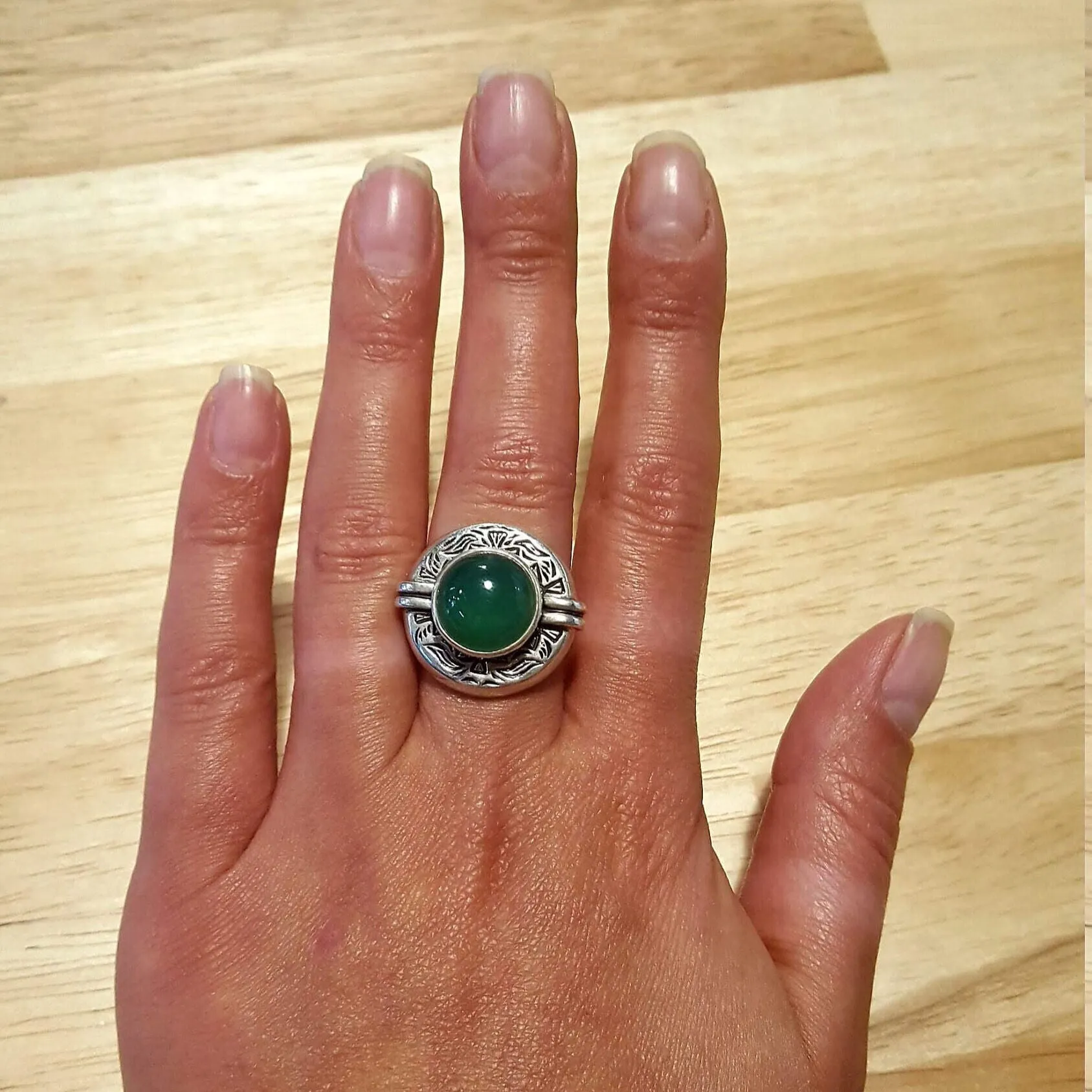 Large Emerald Ring - Egyptian Ring - Green Vintage Ring