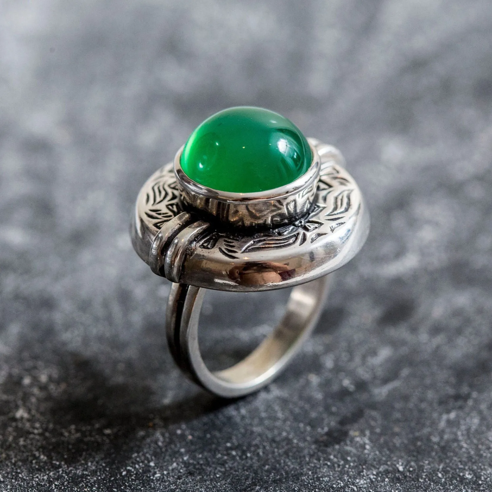 Large Emerald Ring - Egyptian Ring - Green Vintage Ring