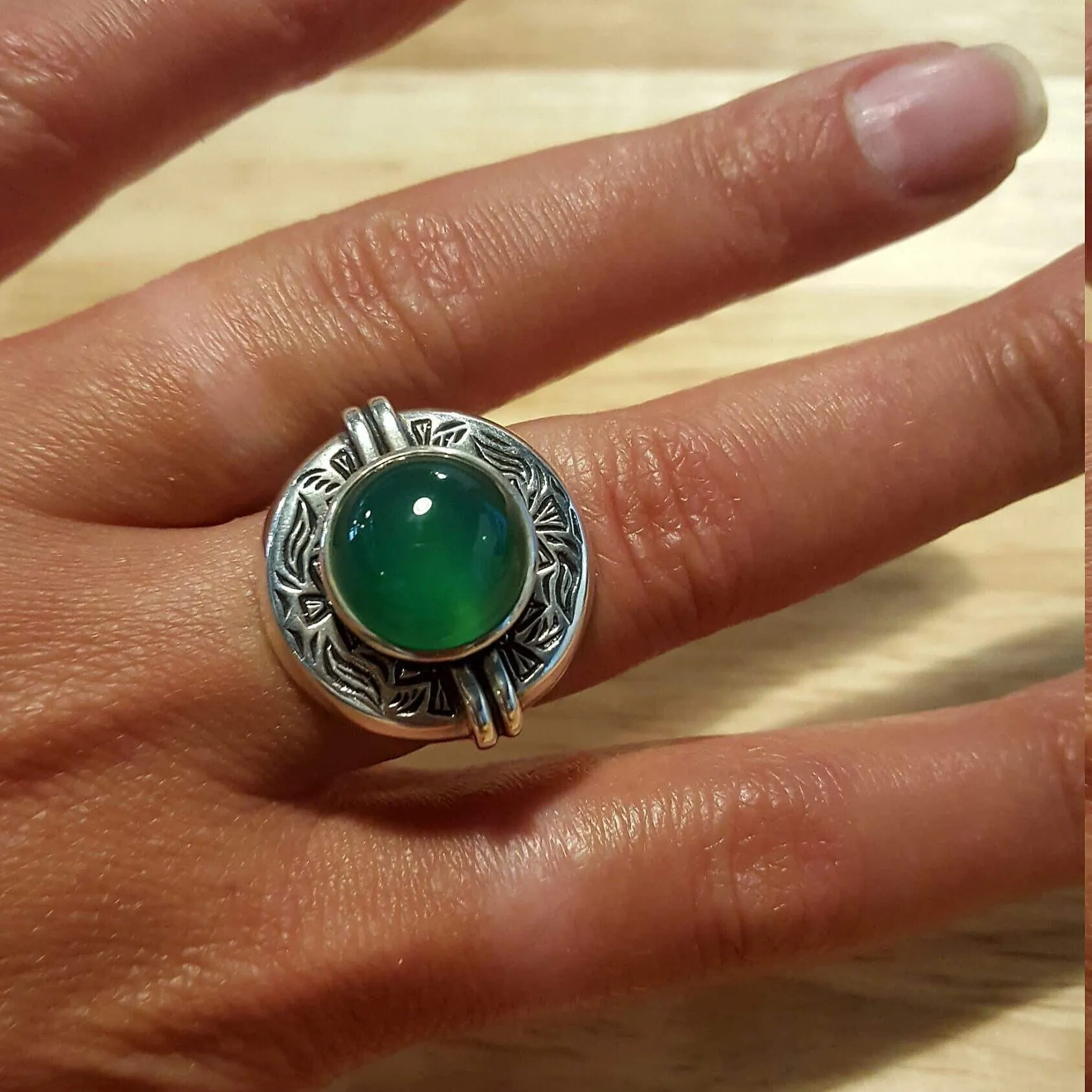 Large Emerald Ring - Egyptian Ring - Green Vintage Ring