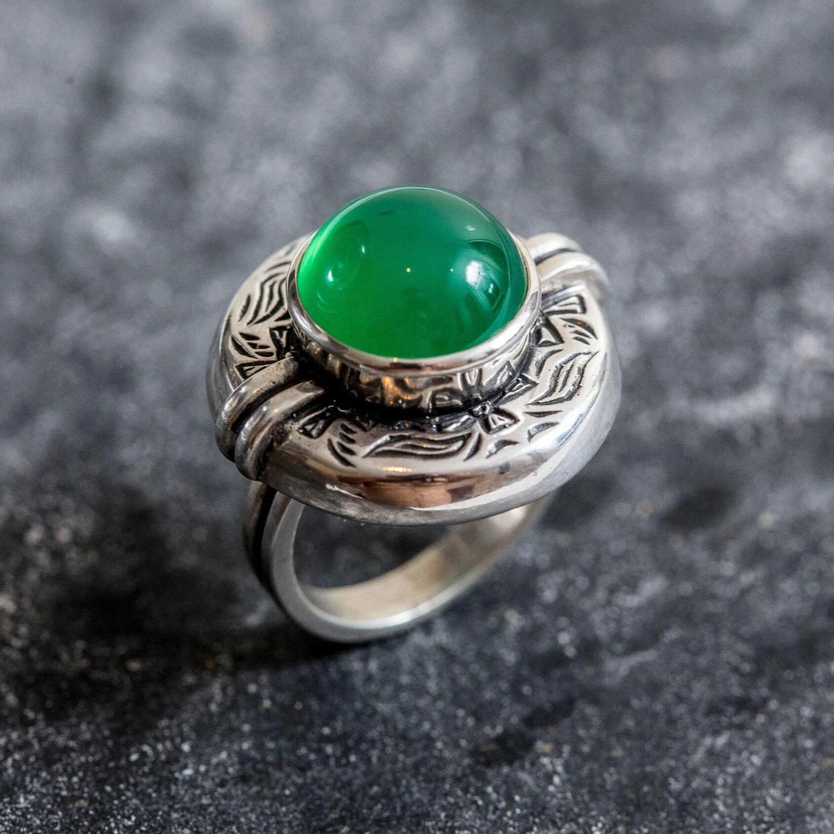 Large Emerald Ring - Egyptian Ring - Green Vintage Ring