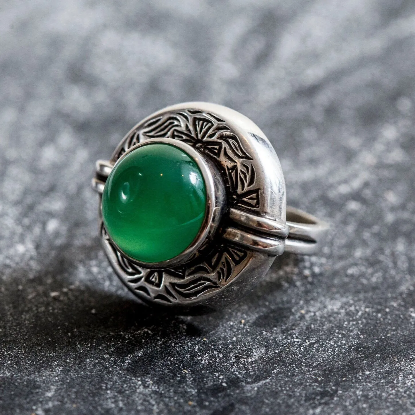 Large Emerald Ring - Egyptian Ring - Green Vintage Ring