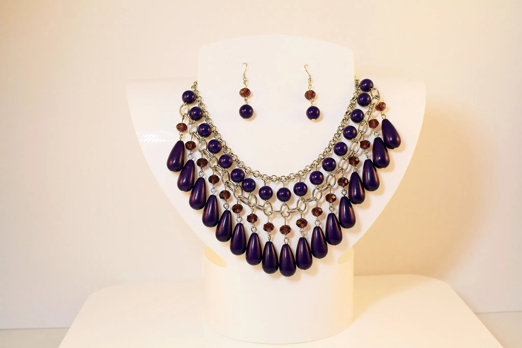 Layered, Bohemian Fringe Necklace & Earrings Set