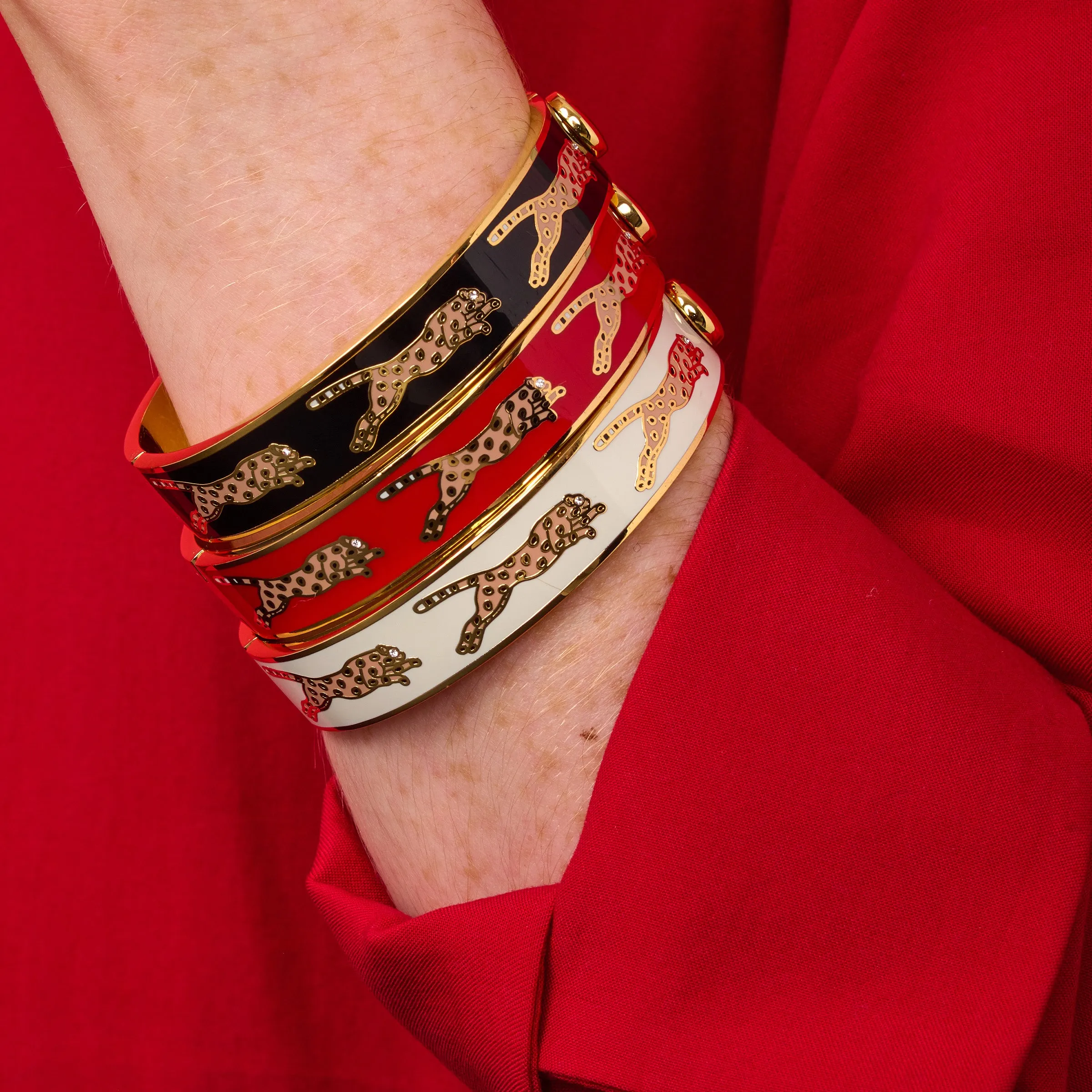 Leopard Cream & Gold Bangle