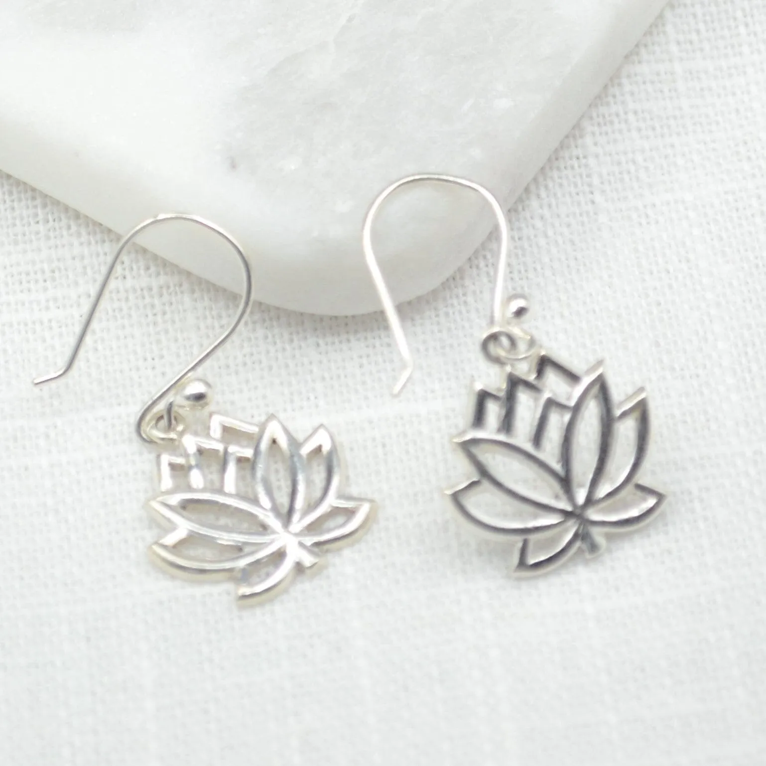 Lotus Flower Silver Earrings