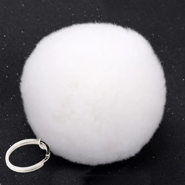 Lovely Artificial Fluffy Rabbit Ear Fur Ball Key Chain Rings Pendant Cute Pompom Rabbit Fur Keychain Women Car Bag Key Ring