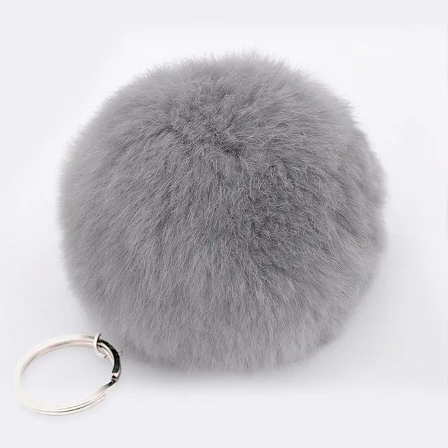 Lovely Artificial Fluffy Rabbit Ear Fur Ball Key Chain Rings Pendant Cute Pompom Rabbit Fur Keychain Women Car Bag Key Ring