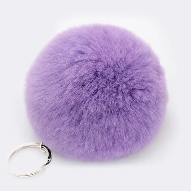 Lovely Artificial Fluffy Rabbit Ear Fur Ball Key Chain Rings Pendant Cute Pompom Rabbit Fur Keychain Women Car Bag Key Ring